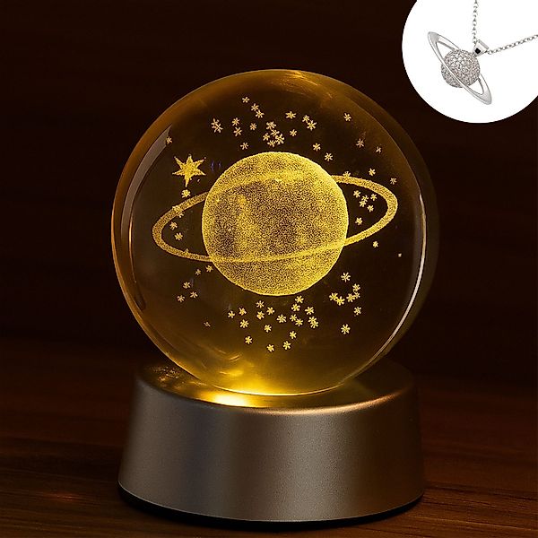 Jungengel Dekoobjekt Saturn Kristallkugel Geschenkset Halskette günstig online kaufen