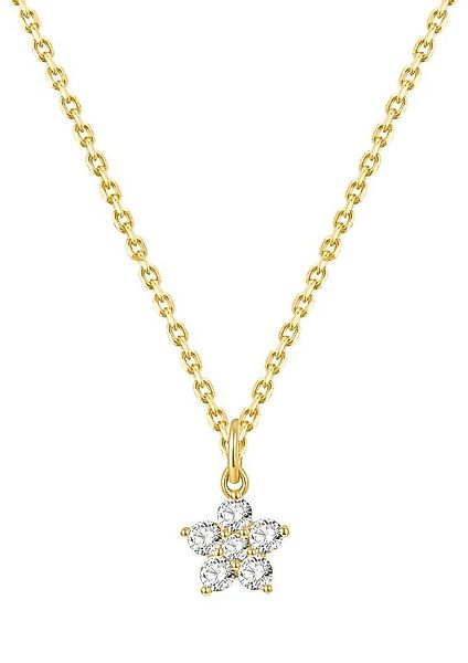 Dear Me Goldkette 375er Massivgold Blume Kristall Anhänger, Gelbgold Weißgo günstig online kaufen