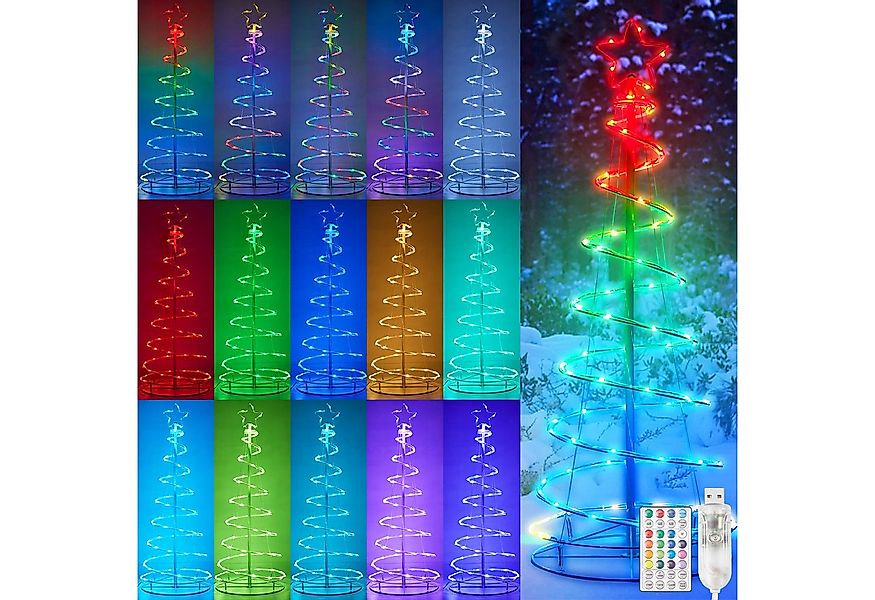 LMaxhome LED Baum Metall Spirale Weihnachtsbaum RGBW Licht Deko mit 8Funkti günstig online kaufen