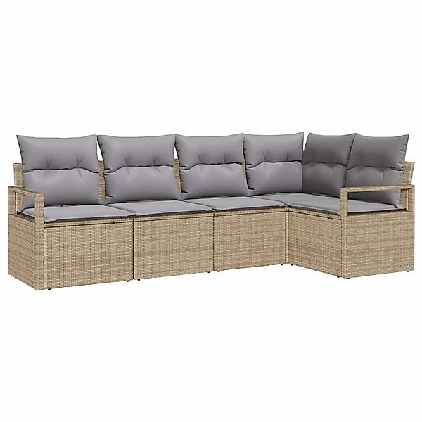 vidaXL Garten-Sofa-Set 5-Tlg Beige Poly Rattan 3346380 günstig online kaufen