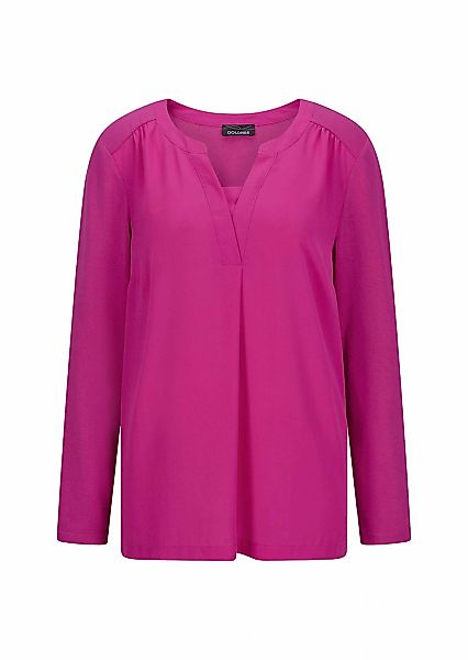 GOLDNER Kurzarmbluse "Langarm Damen Unibluse mit Chiffoneinsatz und Rundhal günstig online kaufen