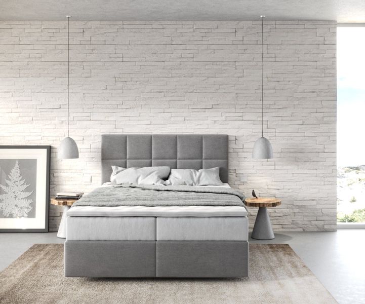 DELIFE Boxspringbett Dream-Fine, Mikrofaser Grau 140x200 günstig online kaufen