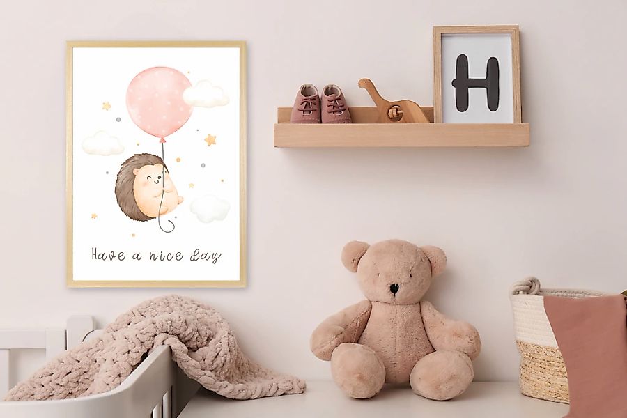 queence Bild mit Rahmen "Fliegender Igel mit Ballon", Bilder vom Sternenhim günstig online kaufen