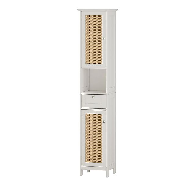 Vicco Badschrank Rosario Weiß 32 x 170 cm mit 2 Türen und Schublade günstig online kaufen