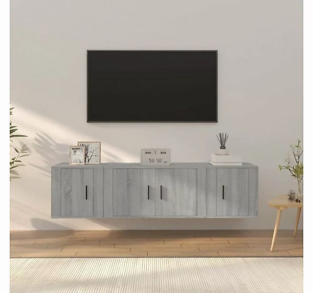 furnicato TV-Schrank 3-tlg. TV-Schrank-Set Grau Sonoma Holzwerkstoff günstig online kaufen