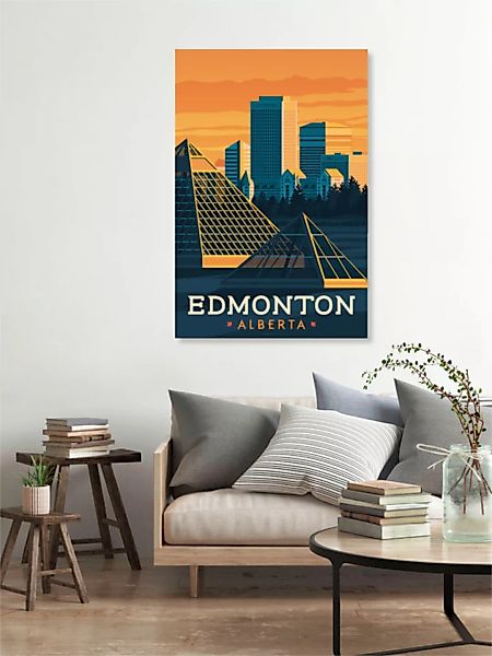 Poster / Leinwandbild - Edmonton Alberta Vintage Travel Wandbild günstig online kaufen