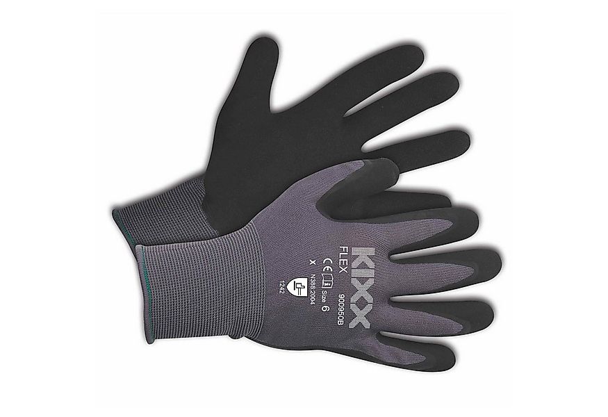 KIXX Gartenhandschuhe Flex Handschuhe für die Gartenarbeit Grau/Schwarz - G günstig online kaufen