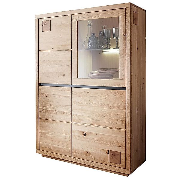 Lomadox Highboard WINCHESTER-69, Standvitrine Schrank 103 cm Eiche massiv g günstig online kaufen