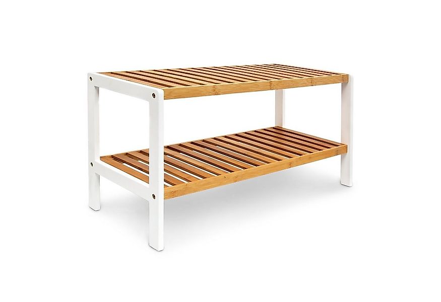 relaxdays Schuhregal Bambus 2 Etagen braun weiß günstig online kaufen