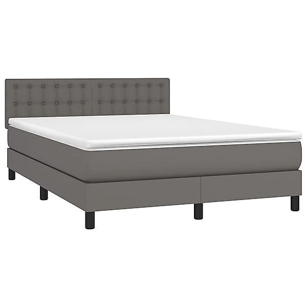 vidaXL Boxspringbett mit Matratze & LED Grau 140x200 cm Kunstleder 3134229 günstig online kaufen