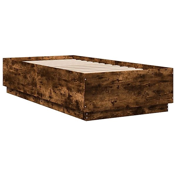 vidaXL Bettgestell mit LED Räuchereiche 75x190 cm Holzwerkstoff 3209671 günstig online kaufen
