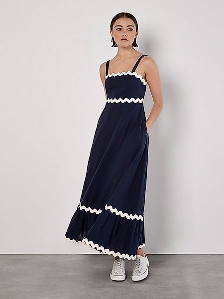 Apricot Midikleid mit Zick Zack Abschlüsse Trägerkleid günstig online kaufen