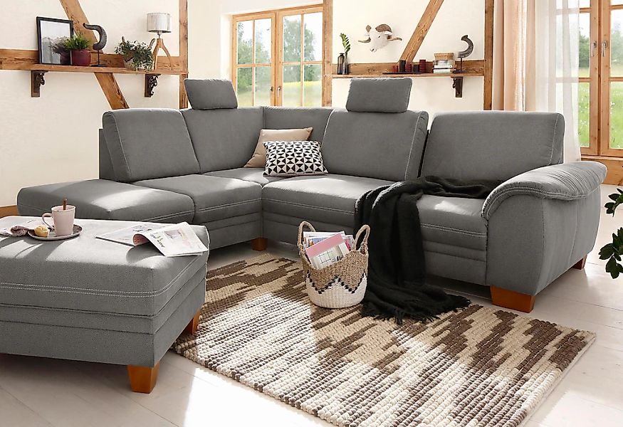 Home affaire Ecksofa »Husum L-Form«, mit Sitztiefenverstellung, Federkern-P günstig online kaufen