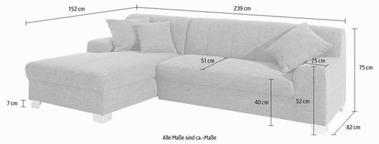 INOSIGN Ecksofa Turah incl. Zierkissen, moderne Steppung, auch in Leder, wa günstig online kaufen