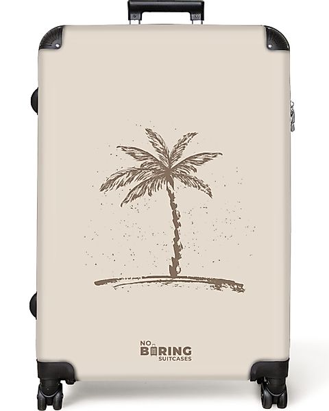 NoBoringSuitcases.com© Hartschalen-Trolley Beige mit brauner Palme günstig online kaufen