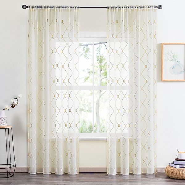 BYSURE Gardine, Stangendurchzug (2 St), halbtransparent, günstig online kaufen