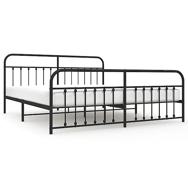 vidaXL Bettgestell mit Kopf- und Fußteil Metall Schwarz 193x203 cm 352602 günstig online kaufen