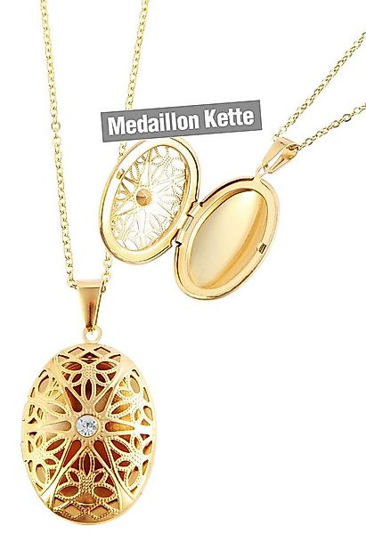 AKZENT Kette mit Anhänger Feline Edelstahl gold Damen wasserfest, Damen Ket günstig online kaufen