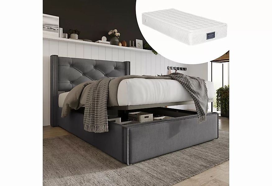 MODFU Polsterbett Hydraulisches, 90x200cm,Bett mit Lattenrost aus Metallrah günstig online kaufen