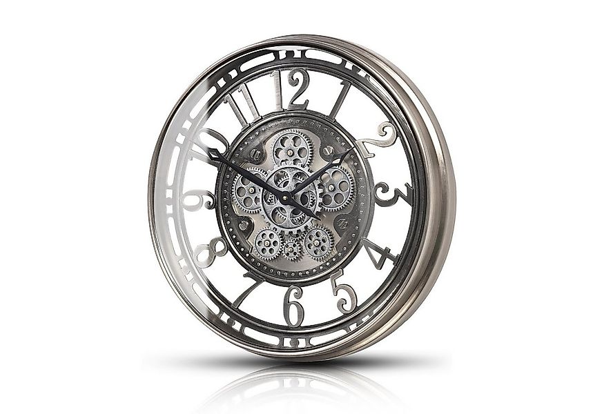 Samilito Wanduhr 53,3 cm mit echtem Bewegungsgetriebe Zahnrädern Silber günstig online kaufen