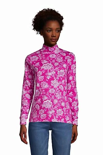 Stehkragen-Shirt Gemustert, Damen, Größe: L Normal, Pink, Baumwolle, by Lan günstig online kaufen