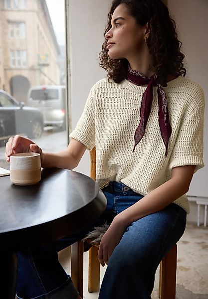 STREET ONE STUDIO Kurzarmpullover aus reiner Baumwolle günstig online kaufen