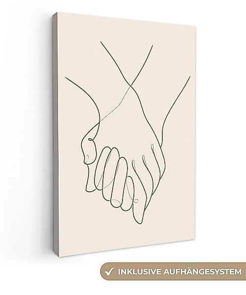 OneMillionCanvasses® Leinwandbild Hände - Strichzeichnung - Schwarz - Grün, günstig online kaufen