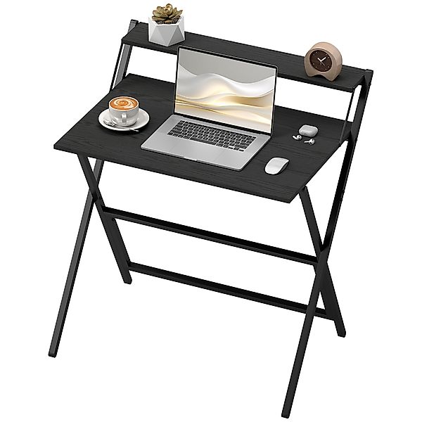 HOMCOM Schreibtisch Platzsparend Klappbar mit Monitorregal, Computertisch K günstig online kaufen