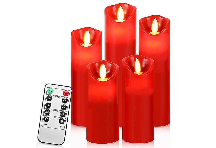 Clanmacy LED-Kerze 5X LED Kerzen Stumpenkerzen aus Echtwachs mit Docht vers günstig online kaufen