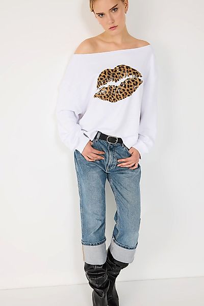 No Matter What Sweatshirt Leopardenmuster Lippenabdruck günstig online kaufen