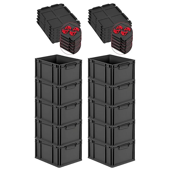 PROREGAL SparSet 10x Eurobox Nextgen Grip Mit Auflagedeckel Und Roten Versc günstig online kaufen
