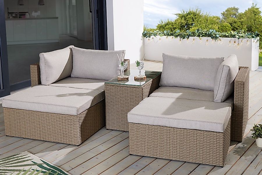 riess-ambiente Loungeset XXL MODULAR natur - Polyrattan, UV-beständig, Sess günstig online kaufen