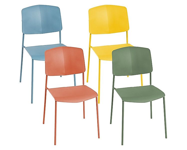 COSTWAY Esszimmerstuhl (4 St), Set aus 4 Stühlen, mit Rückenlehne, stapelba günstig online kaufen