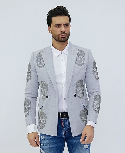 Denim Distriqt Sakko Elegantes Herren Strass Totenkopf Sakko im klassischen günstig online kaufen