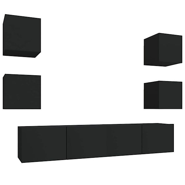 VidaXL 6-tlg. TV-Schrank-Set Schwarz Holzwerkstoff 2 günstig online kaufen
