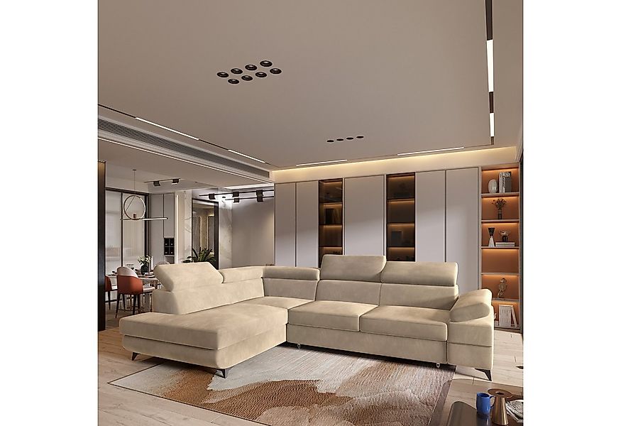 Masseno Ecksofa FAVIEN mit Schlaffunktion L-Form, Sofa mit Bettkasten günstig online kaufen