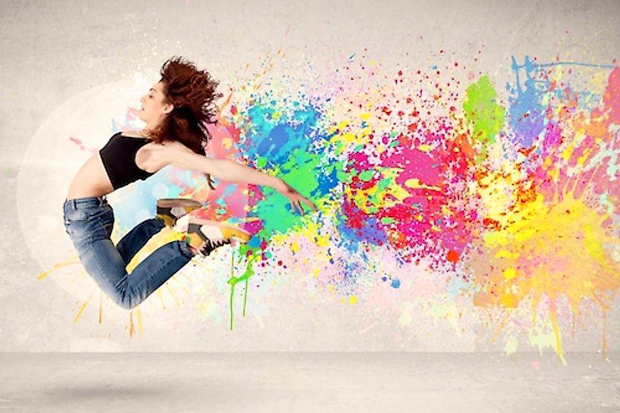 queence Acrylglasbild »springende Frau« Abstrakt   Frau   Graffiti   Kunst günstig online kaufen