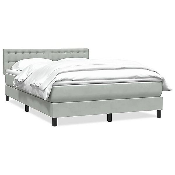 vidaXL Boxspringbett, Boxspringbett mit Matratze Hellgrau 140x220 cm Samt günstig online kaufen