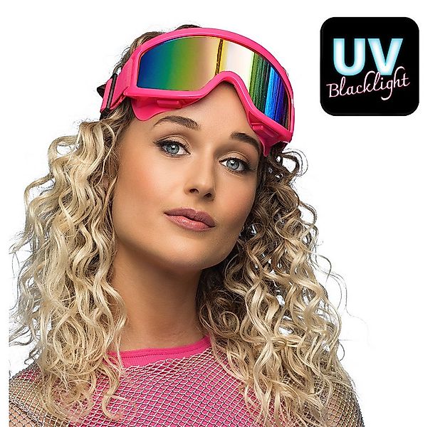 Boland Verkleidungsmaske Neon Party Skibrille zum 80er Jahre Kostüm, UV günstig online kaufen