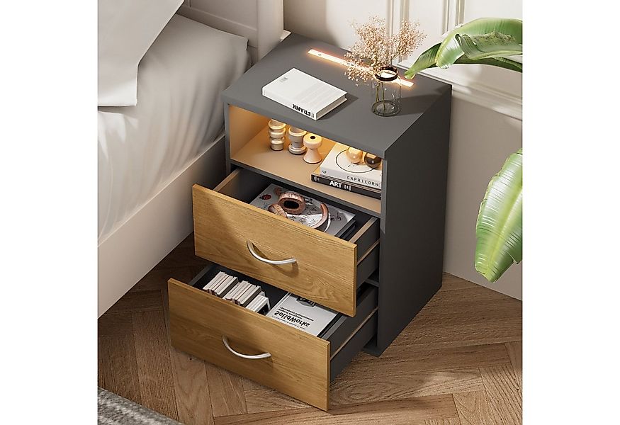 Casaria Nachttisch Jamie (1-St), mit Touch LED Beleuchtung 40x28x55cm Dimmb günstig online kaufen
