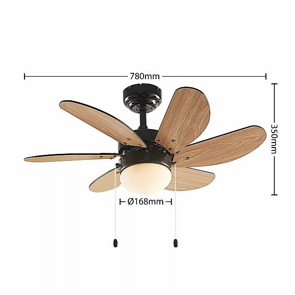 Lindby Deckenventilator Minja, schwarz, leise, 78 cm, E14 günstig online kaufen