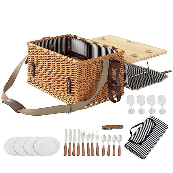 Outsunny Picknickkorb mit Picknickdecke, Besteck Set, günstig online kaufen