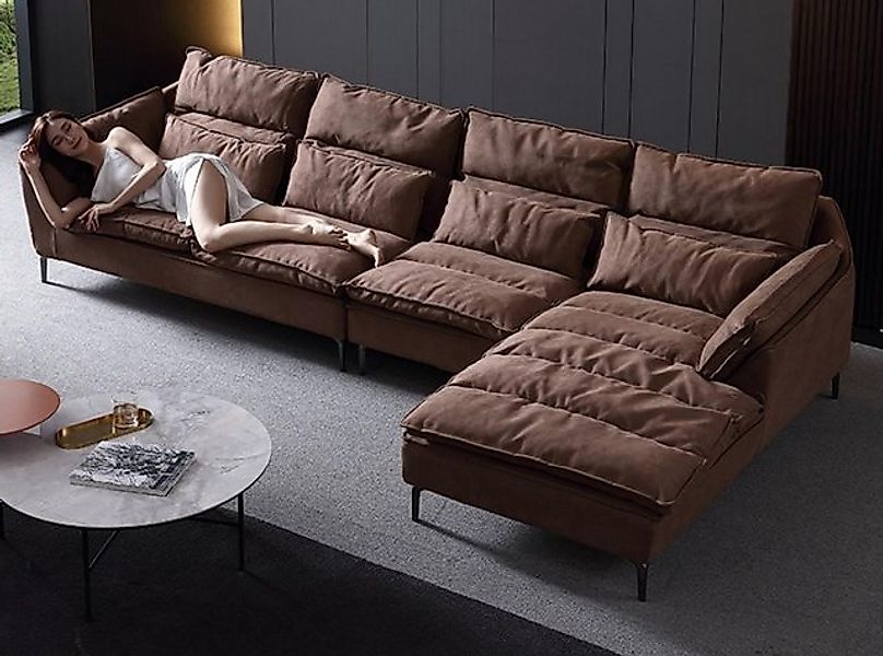 Xlmoebel Ecksofa Neues Luxus-Sofa in L-Form für das Wohnzimmer mit brauner, günstig online kaufen