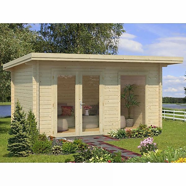 Palmako Heidi Holz-Gartenhaus Natur Pultdach Tauchgrundiert 410 cm x 300 cm günstig online kaufen