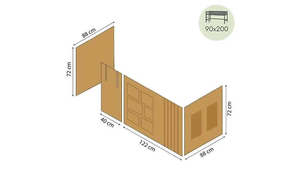 Hoppekids Vorhang für Spielbett 90x200  Creator ¦ gelb ¦ Maße (cm): B: 380 günstig online kaufen