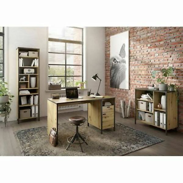 Lomadox Büromöbel Set INDORE-10, Industrial Look, Artisan Eiche Nb./Stahl d günstig online kaufen