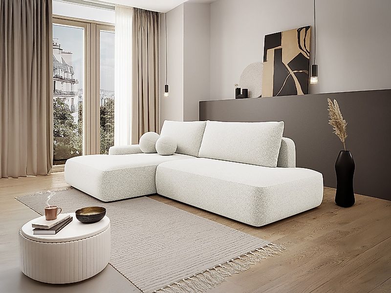 Ecksofa mit Schlaffunktion - Ecke links - einseitige Armlehne - melierter S günstig online kaufen