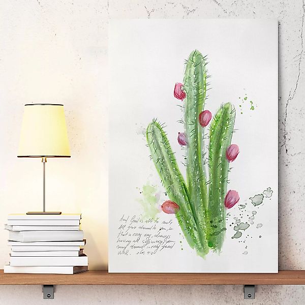 Leinwandbild Spruch - Hochformat Kaktus mit Bibelvers II günstig online kaufen