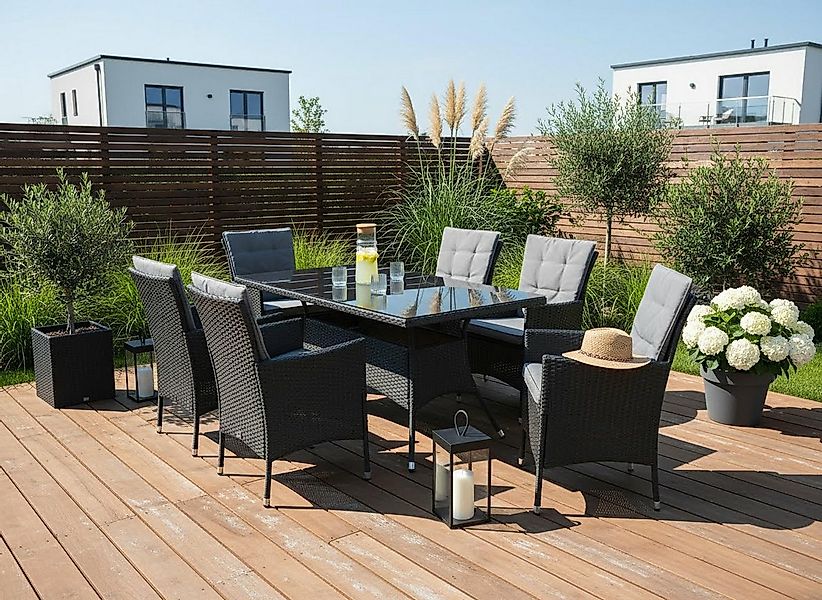 KONIFERA Garten-Essgruppe Mailand, (Set, 19-tlg., 6x Sessel, 6x Sitzauflage günstig online kaufen