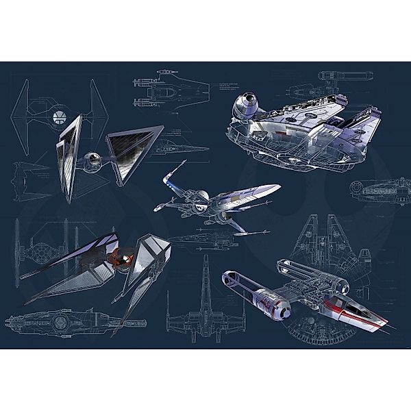 Disney Fototapete Star Wars Raumschiffe Dunkelblau 400 x 280 cm 610081 günstig online kaufen